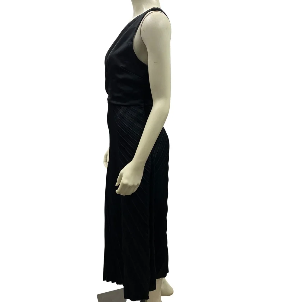 Sam Edelman $138Black One Shoulder Pleated Midi Dress Cocktail‎ Formal 6 NWT